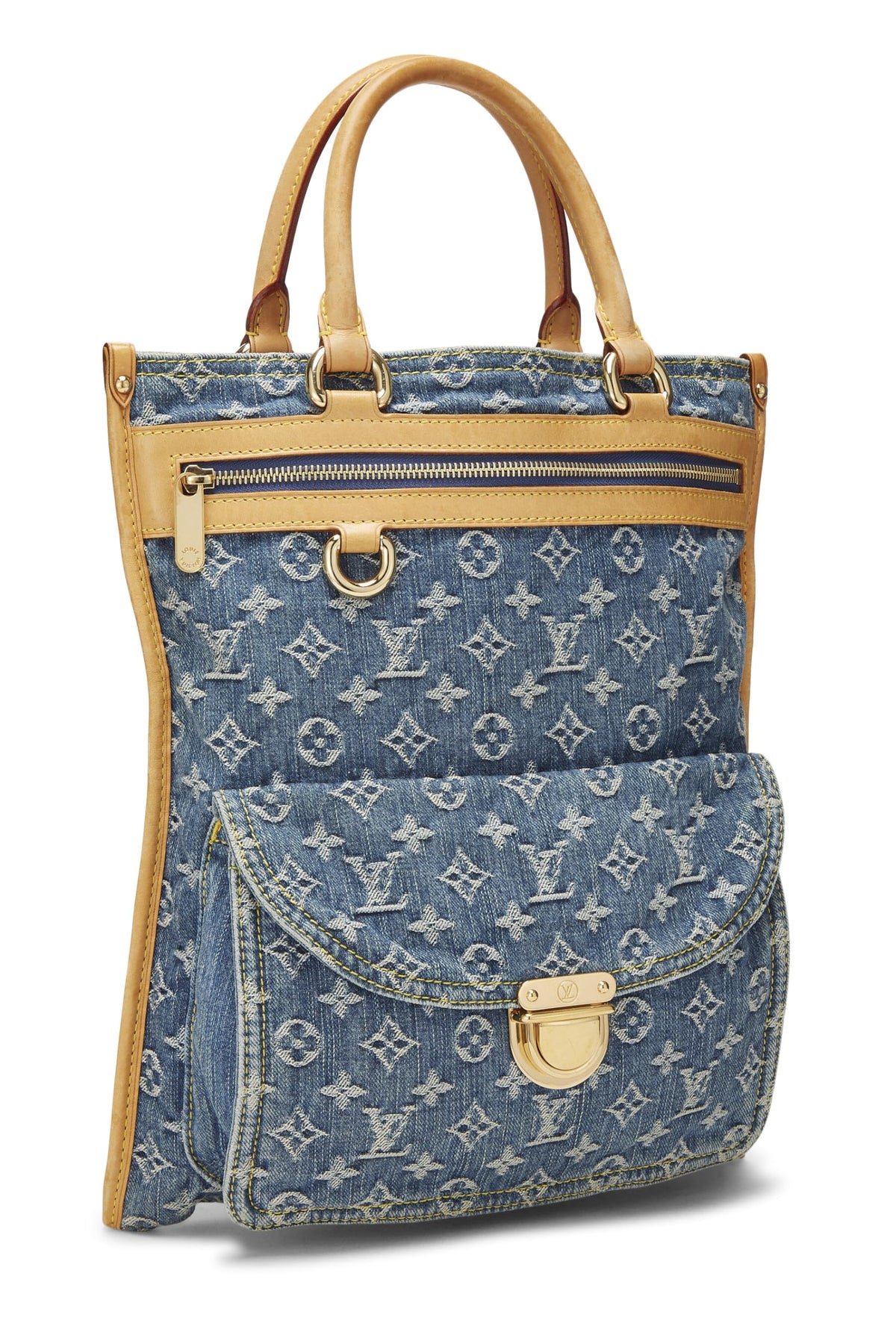 Louis Vuitton,  Blue Monogram Denim Flat Shopper, Blue
