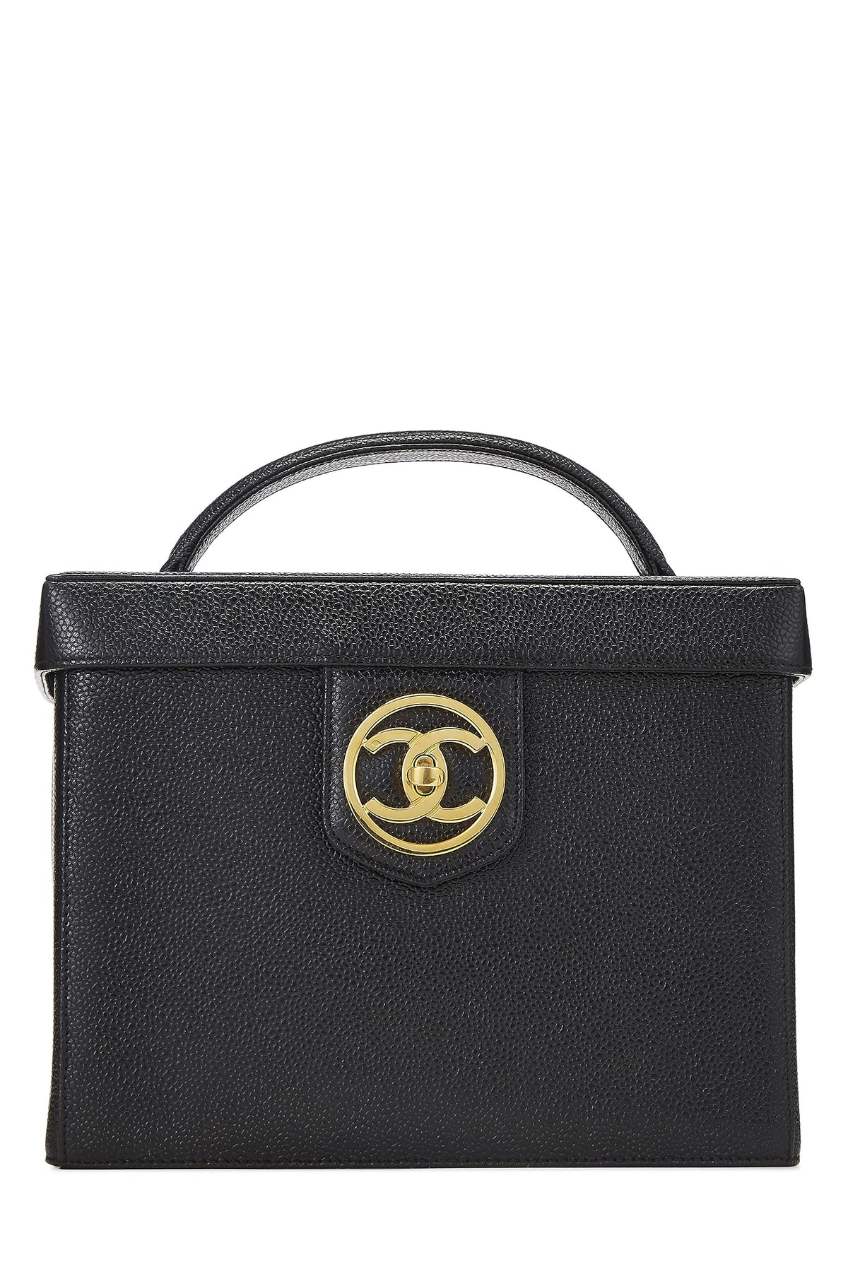 Chanel,  Black Caviar Circle 'CC' Vanity Large, Black