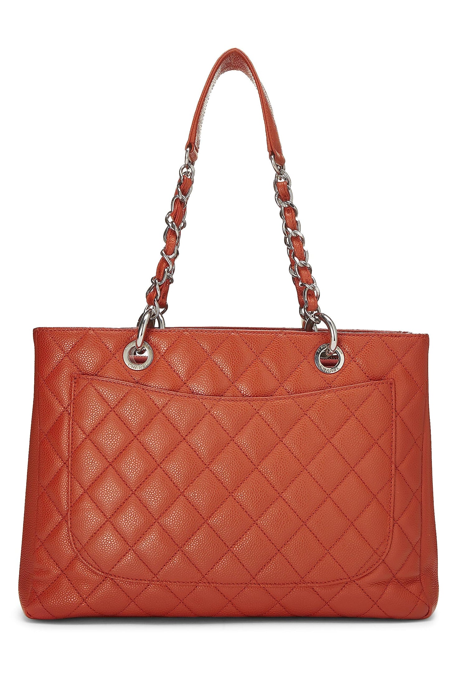 Chanel,  Orange Quilted Caviar Grand Shopping Tote (GST), Orange