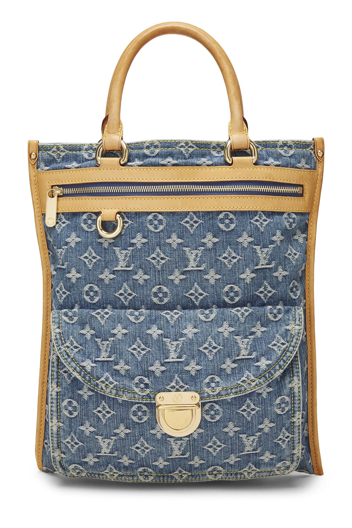 Louis Vuitton,  Blue Monogram Denim Flat Shopper, Blue