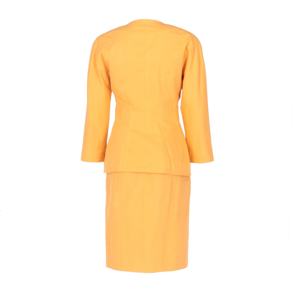 Chanel Orange Cotton Skirt Suit - '90s