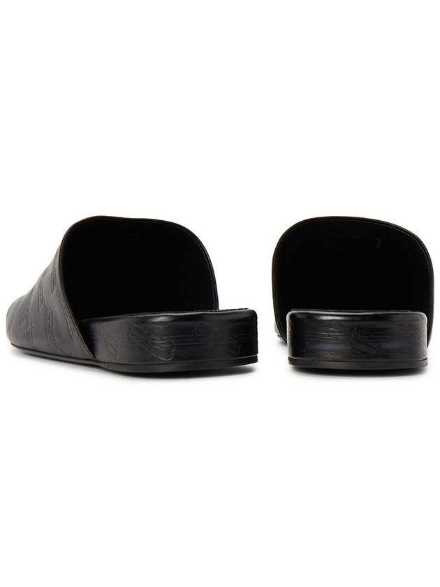Luxury Balenciaga  Debossed Logo Leather Mule Black