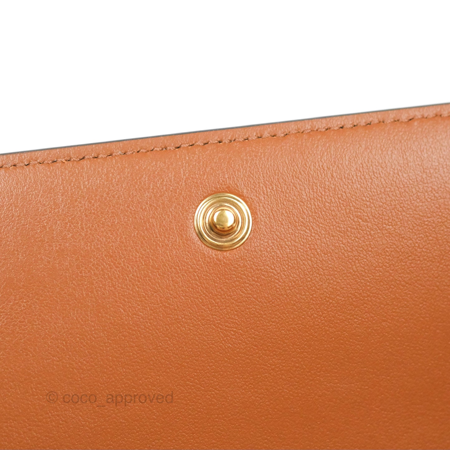 Celine Wallet On Strap Triomphe Canvas Tan Lambskin