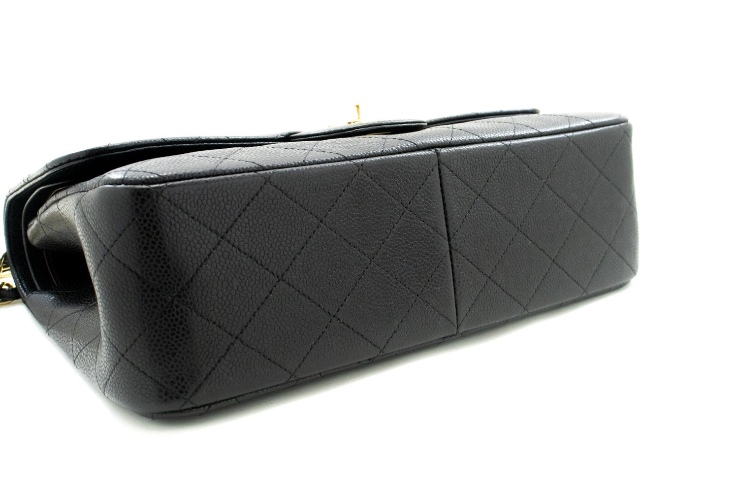 CHANEL Classic Large 11" Grained Calfskin Chain Shoulder Bag Black
