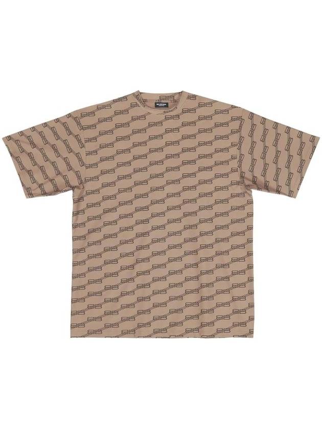 Luxury Balenciaga  Print Short Sleeve T-Shirt Beige