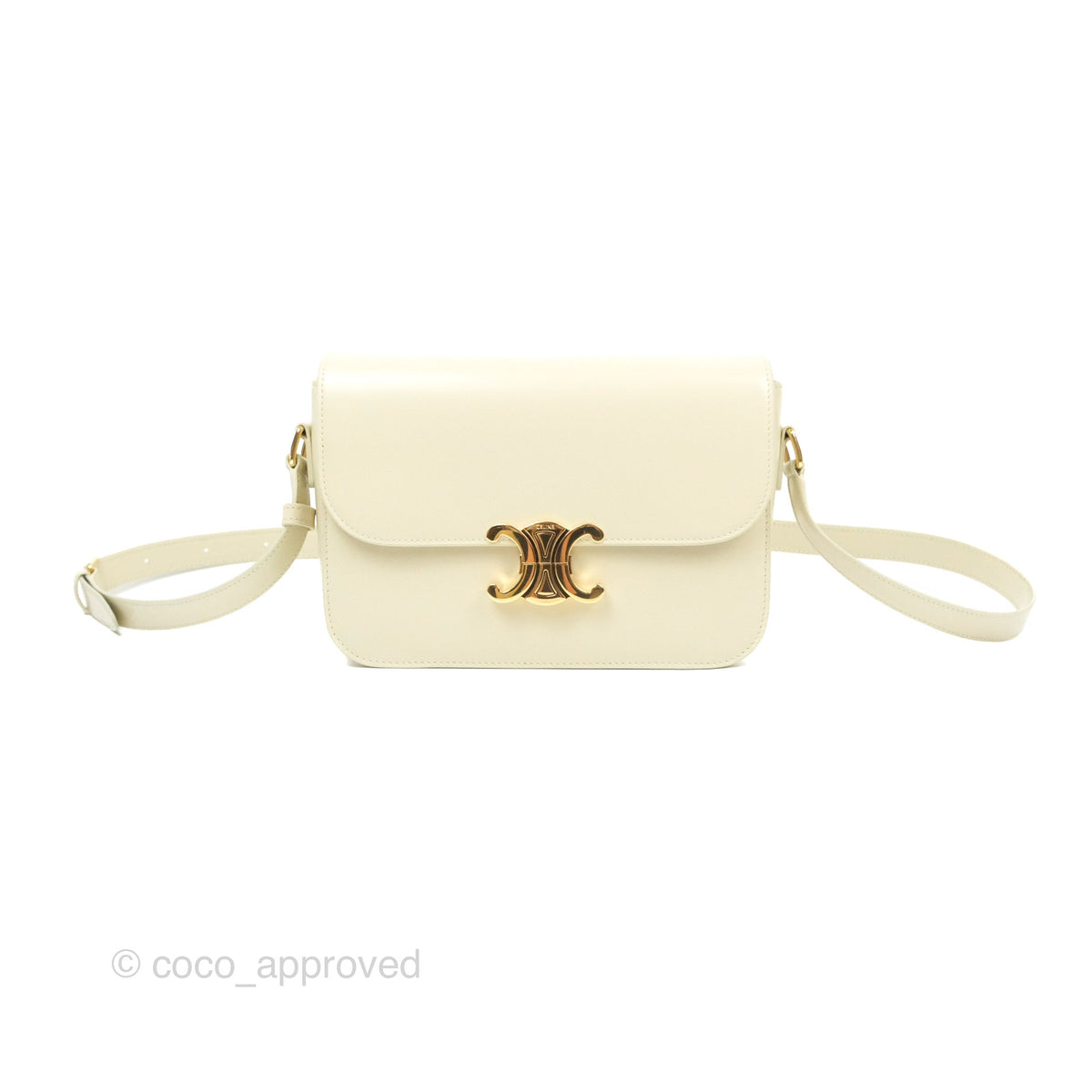 Celine Medium Triomphe Bag Limestone Shiny Calfskin