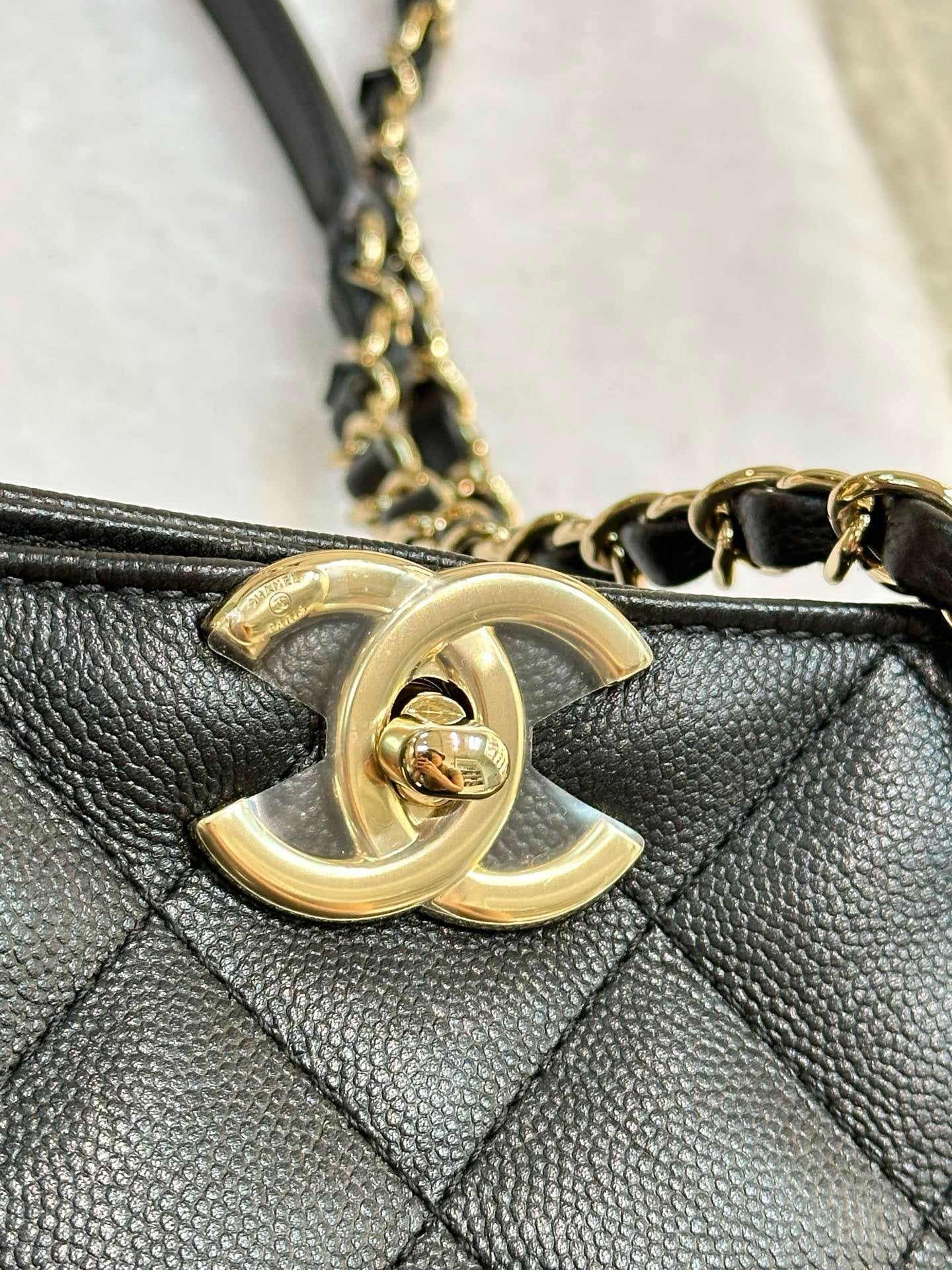 Chanel Medium Classic CC Shopping Tote Quilted Calfskin