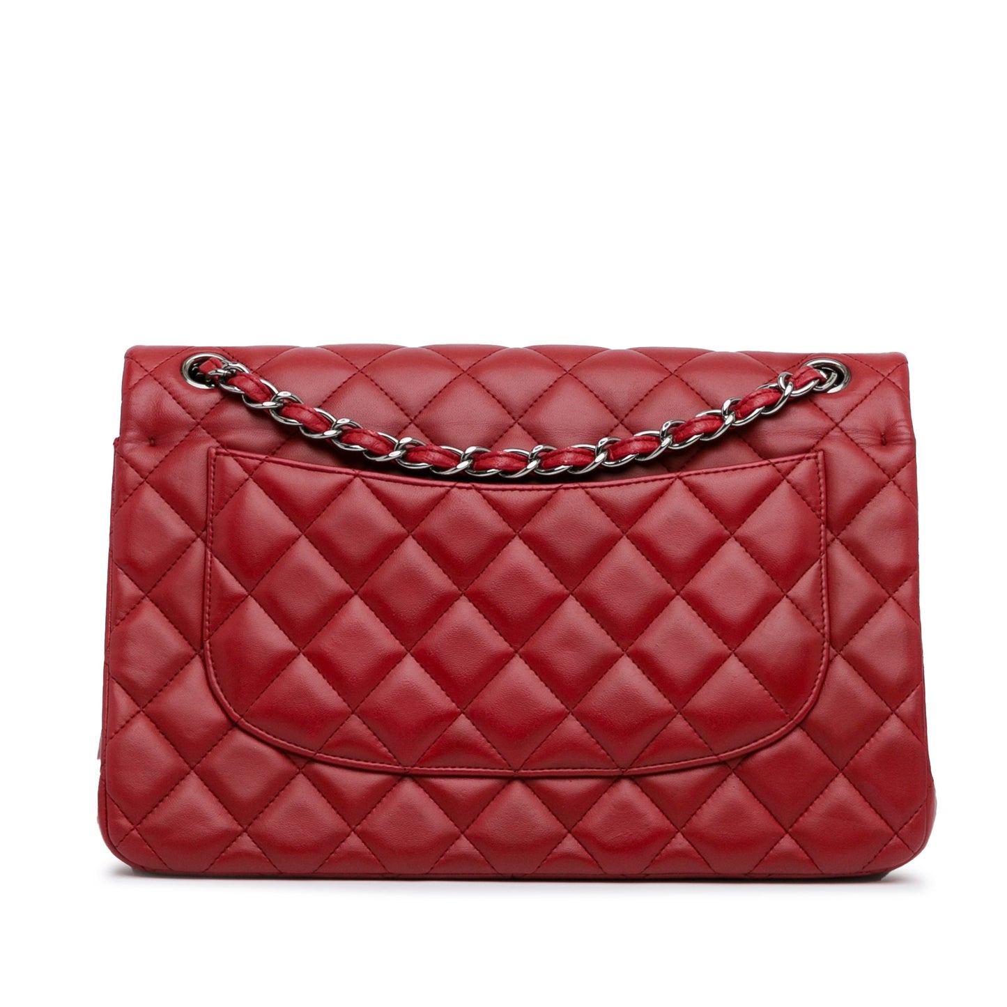 Red Chanel Jumbo Classic Lambskin Double Flap Shoulder Bag