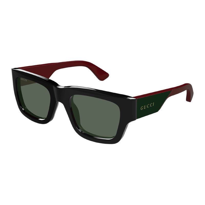 Gucci Sunglasses Square Full Rim, Shiny Black Frame and Grey Lens GG1668S001