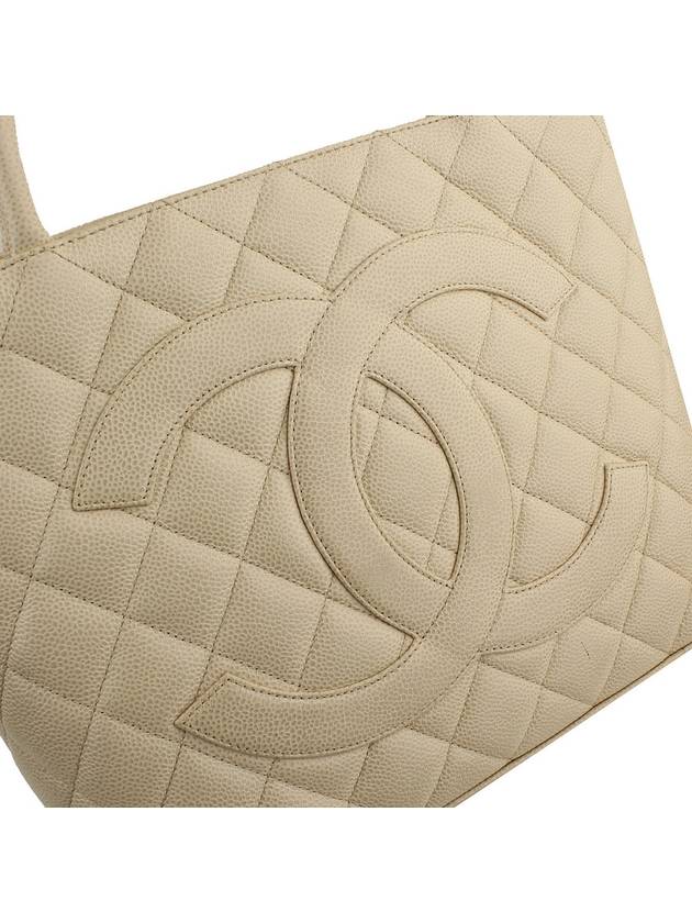 Cream Beige Caviar Antique Gold Plated CC Coin Tote Chanel