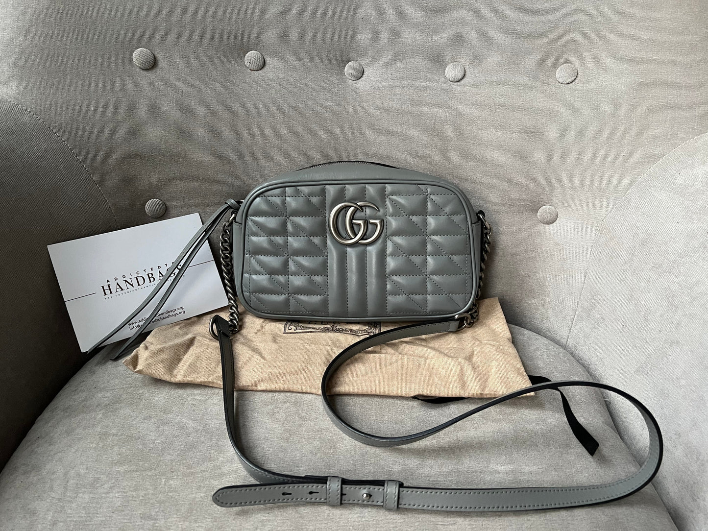 Gucci Aria GG Grey Marmont Small Shoulder Bag