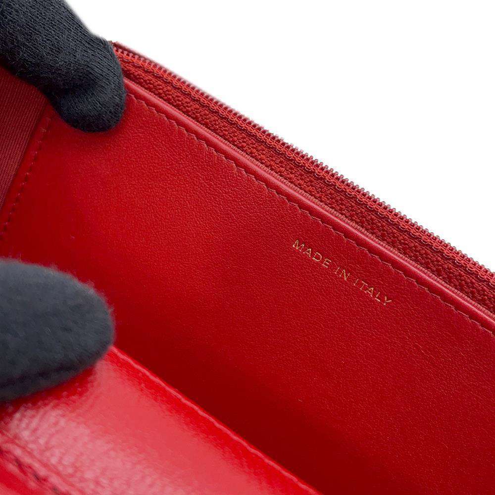 CHANEL Studded Chain Wallet Red AP0023 Leather