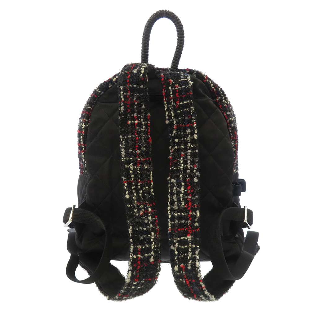 CHANEL Matelasse Backpack Black/Red A91964 Nylon Tweed