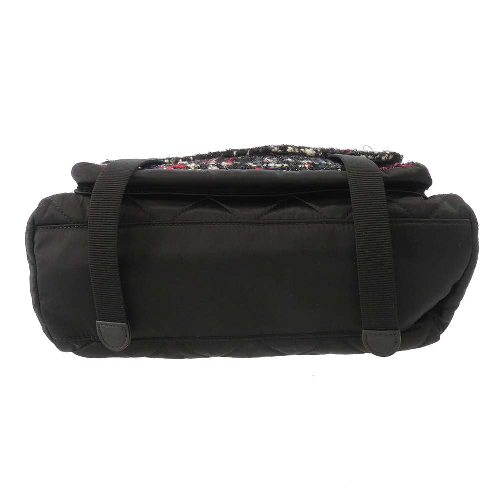 CHANEL Matelasse Backpack Black/Red A91964 Nylon Tweed
