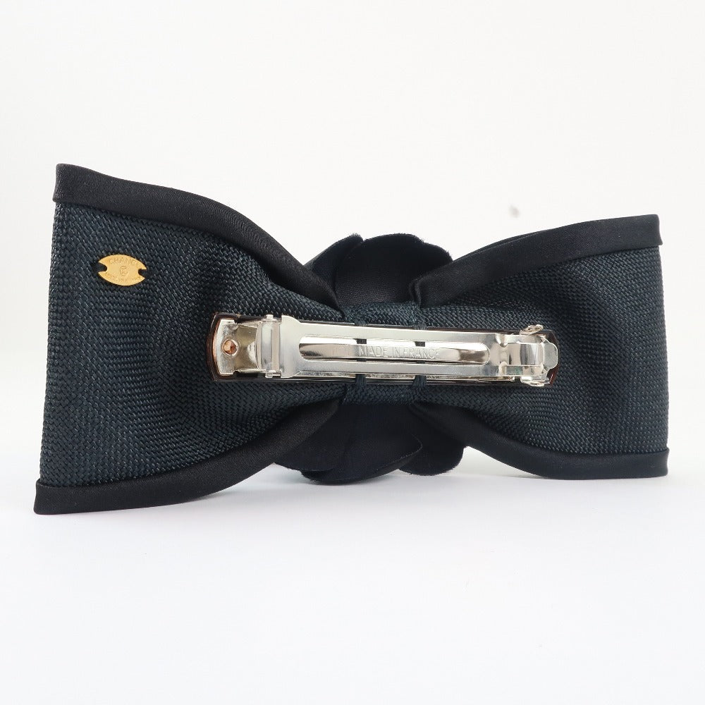 Chanel Chanel Ribbon Motif Baretta Camelia Satin Black Ribbon Motif  A+ Ranked