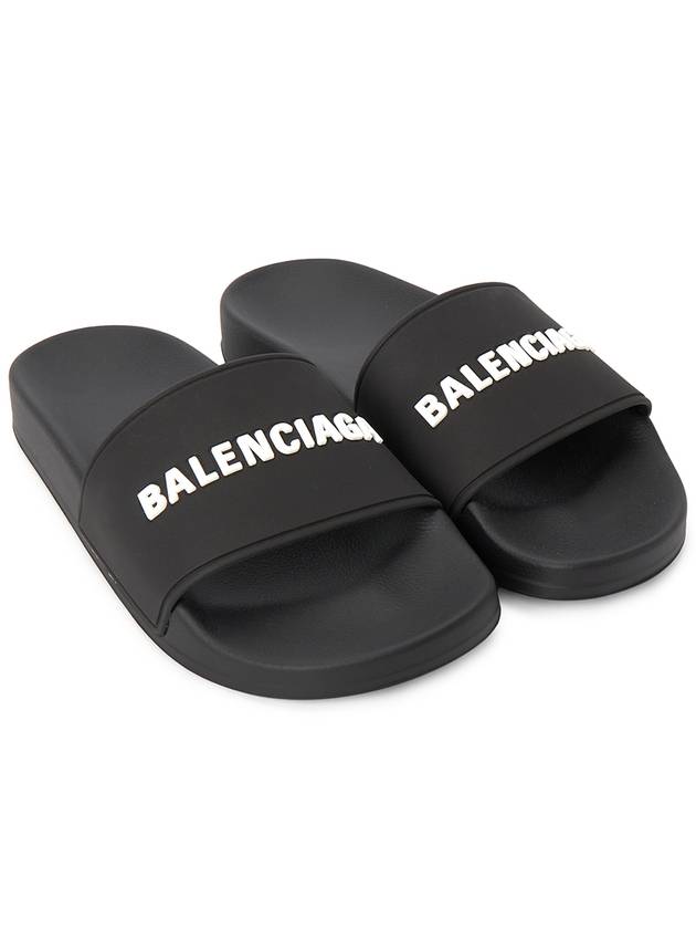 Luxury Balenciaga  Logo Slippers Black