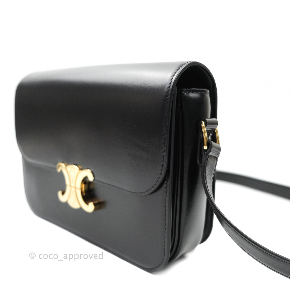 Celine Shiny Calfskin Medium Triomphe Black