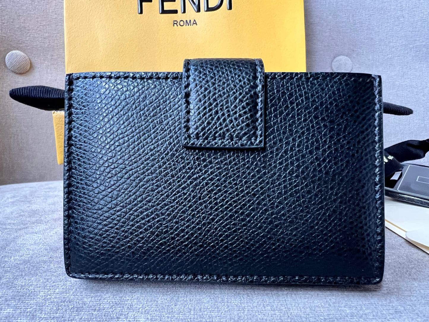 Fendi Black Gusseted Card Holder