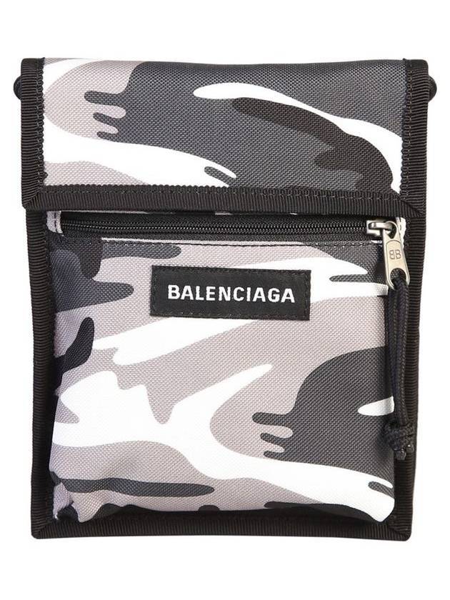 Luxury Balenciaga  Logo Patch Camouflage Print Cross Bag Grey