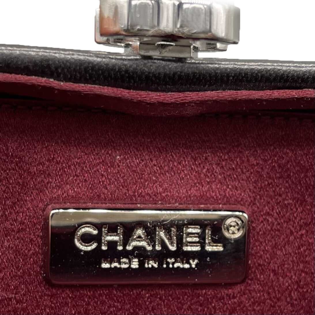 CHANEL - Chain Around Mini Crossbody / Clutch - Black / Silver Leather Bag