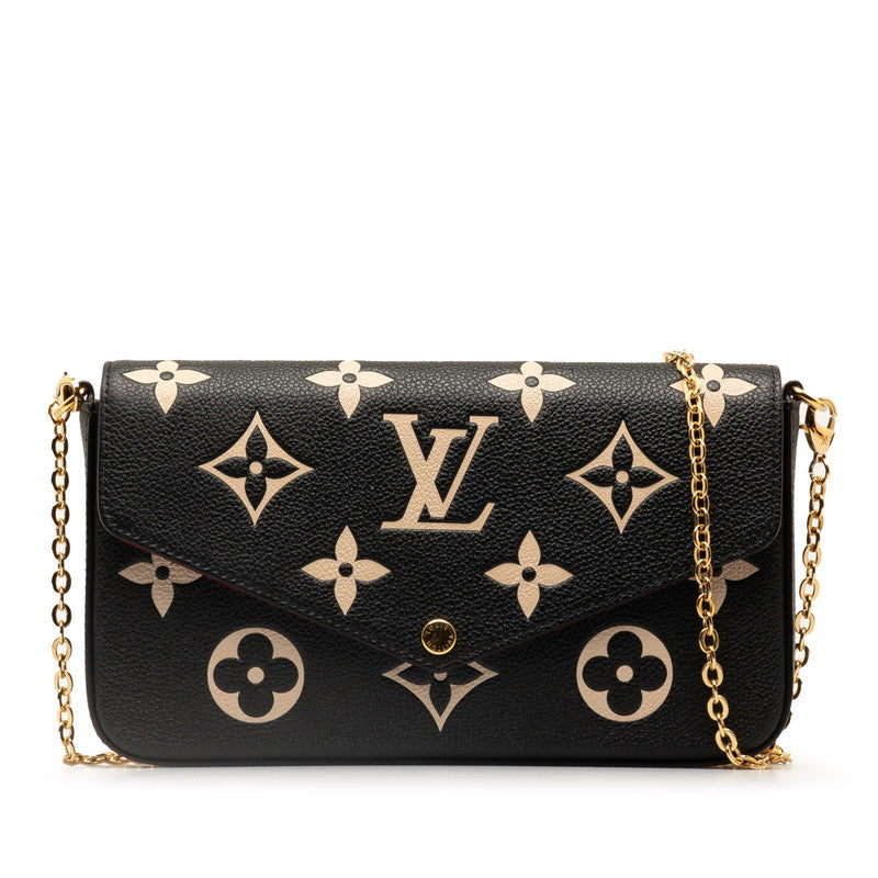 Louis Vuitton Monogram Implant Bi-Color Pochette Felice Chain S Wallet M82479 Black Beige  Leather  Louis Vuitton