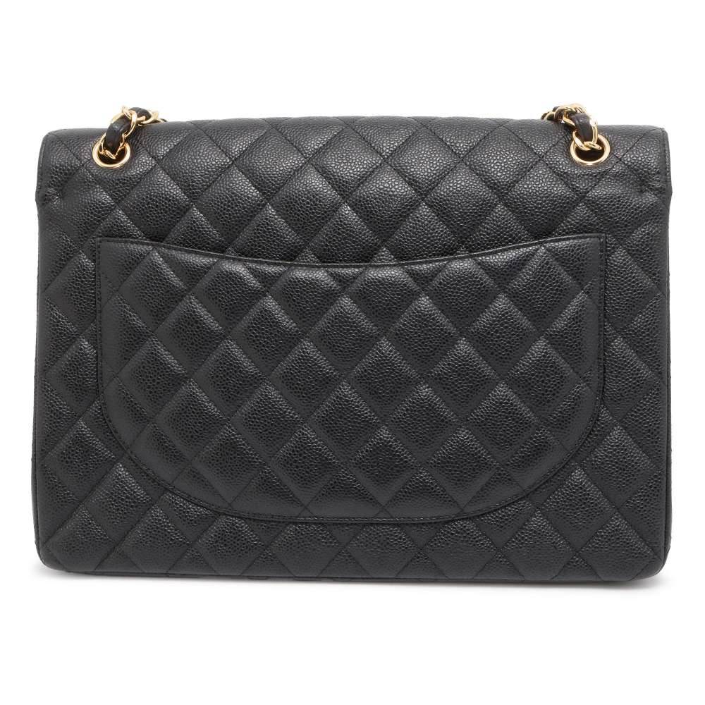 CHANEL Jumbo Matelasse W Flap ChainShoulder Bag Black A58601 Caviar Leather Size 34