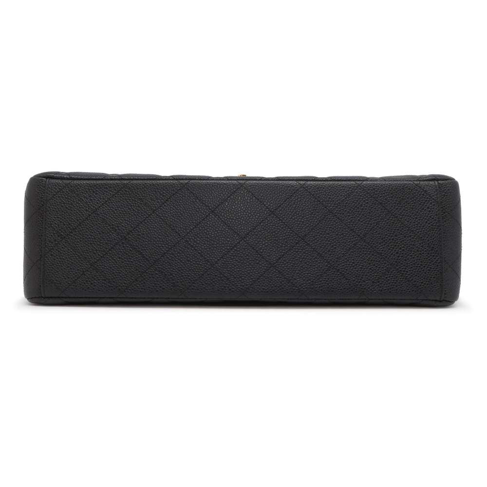 CHANEL Jumbo Matelasse W Flap ChainShoulder Bag Black A58601 Caviar Leather Size 34