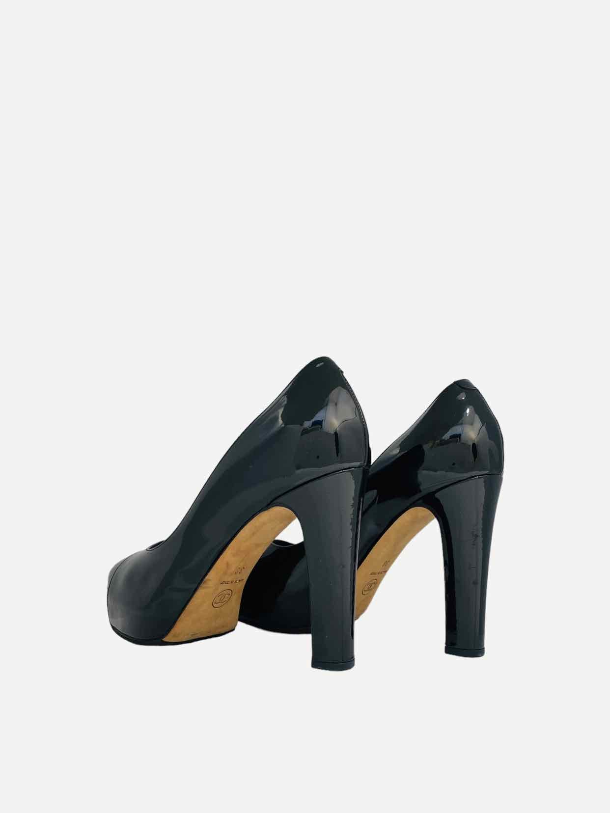 CHANEL Black Cap Toe Pumps