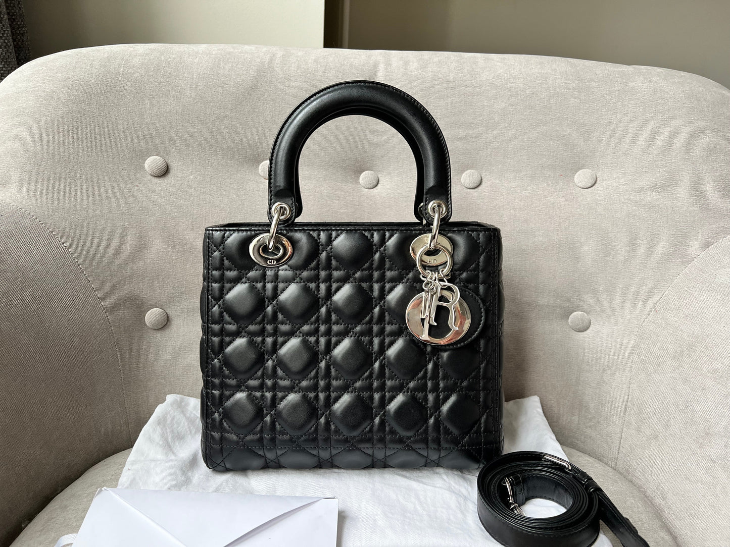 Christian Dior Medium Lady Dior in Black Cannage Lambskin