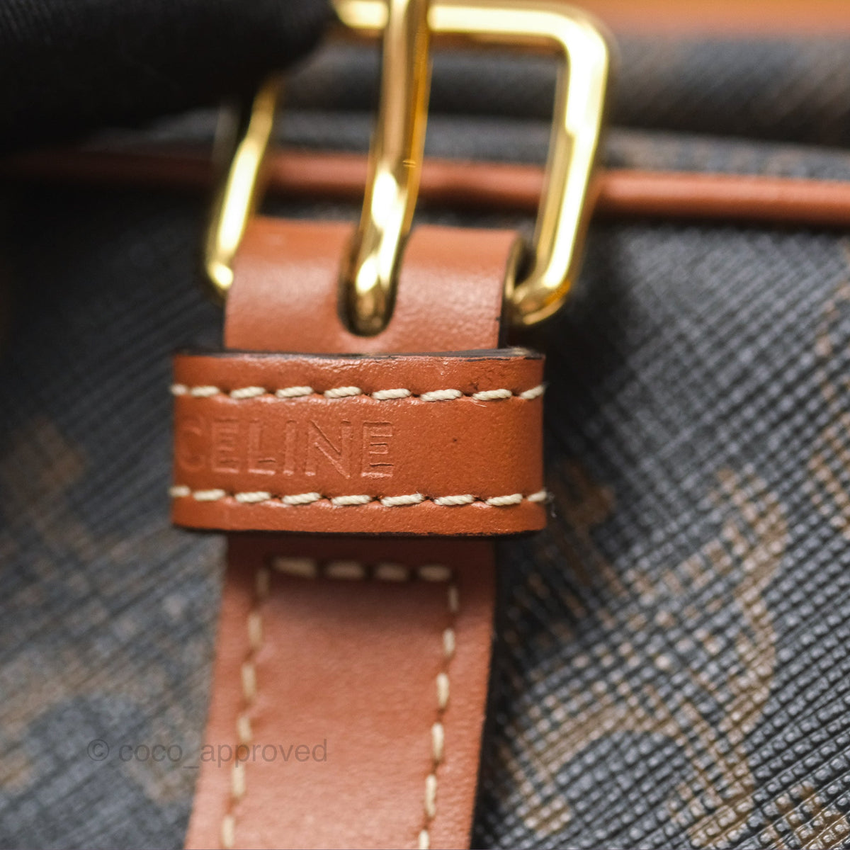 Celine Medium Folco Bag Triomphe Canvas Tan