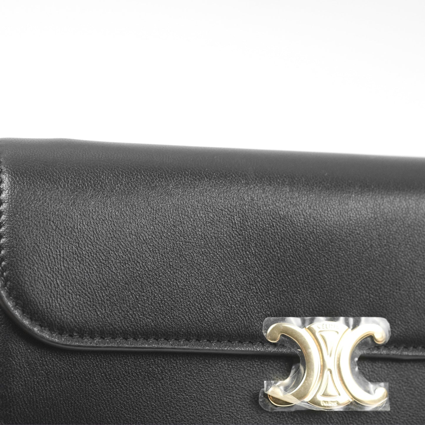 Celine Large Wallet Triomphe in Shiny Calfskin Black Gold Hardware