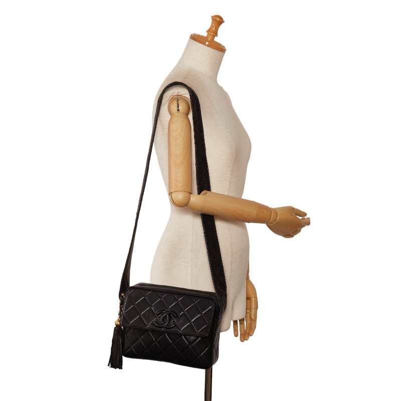 Chanel Vintage Tassel Flap Shoulder Bag in Lambskin Black