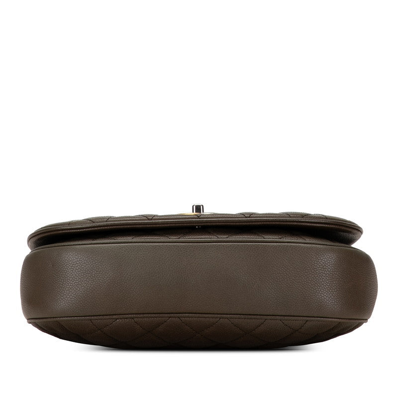 Chanel Matrasse Chain Shoulder Bag Khaki Grey Caviar S  Chanel