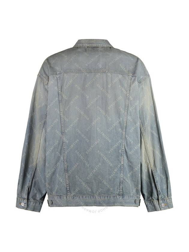 Luxury Balenciaga  Logo Print Denim Jacket Blue