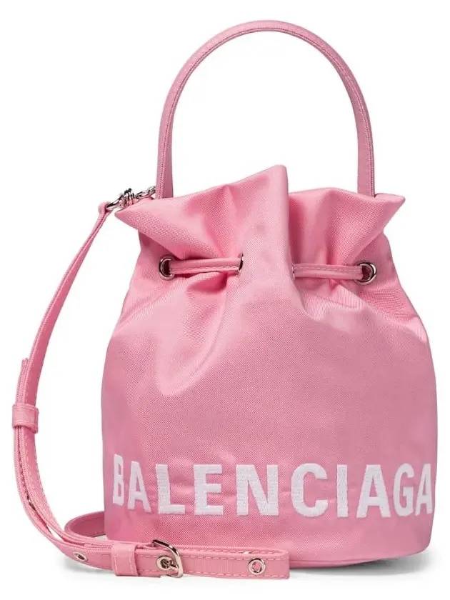 Luxury Balenciaga  Wheel XS Drawstring Bucket Bag Pink