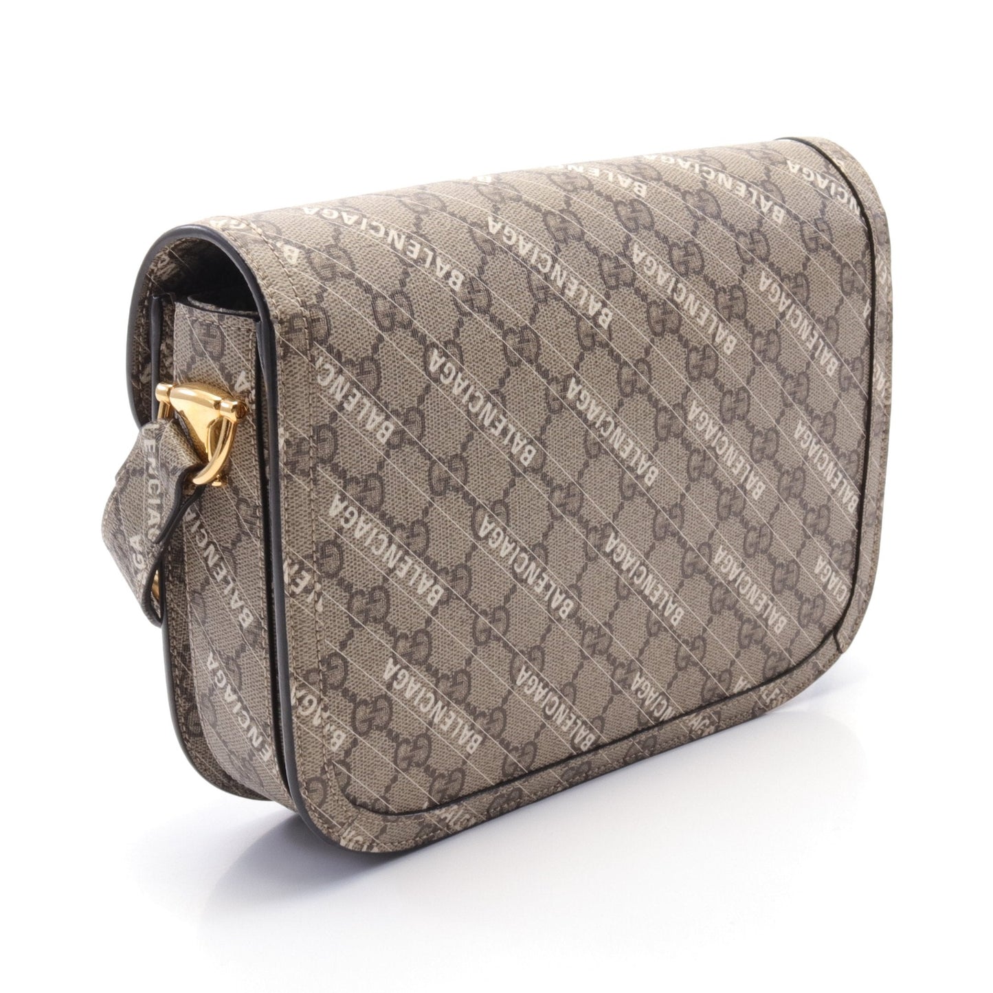 GUCCI GUCCI * Luxury Balenciaga  Horsebit 1955 Shoulder bag PVC Beige Dark brown White