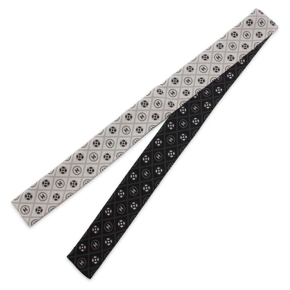 CHANEL 2021 BandeauCamellia CC Logo Black/White AA7447 Silk100%