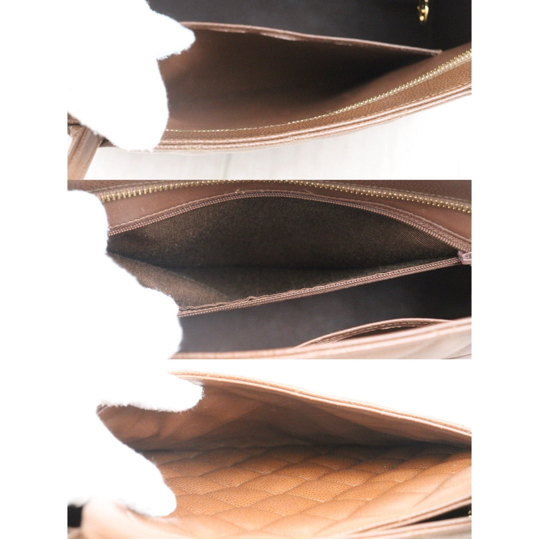 Very Good ( Rank A)｜ CHANEL Caviar Skin Calf Leather Tote Bag Golden Brown Made In 1997～1999Year｜P25071803