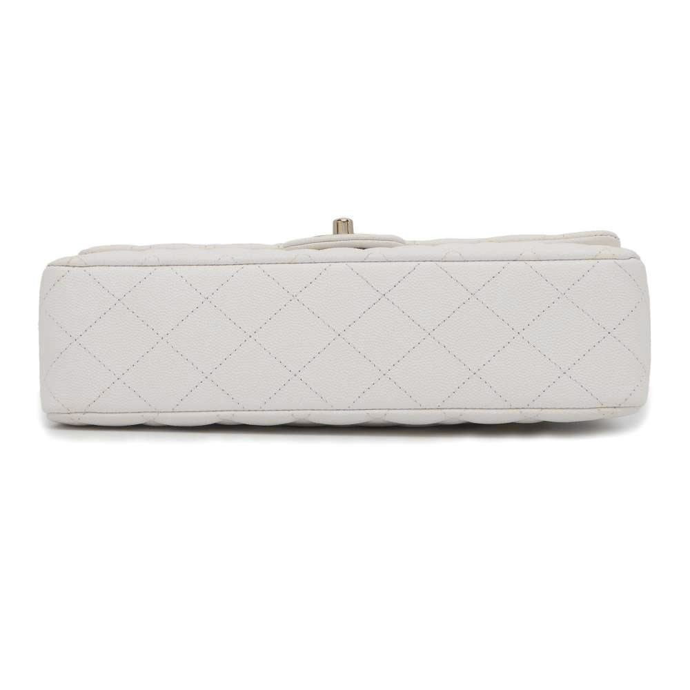 CHANEL Matelasse ChainShoulder Bag White A01112 Caviar Leather Size 25