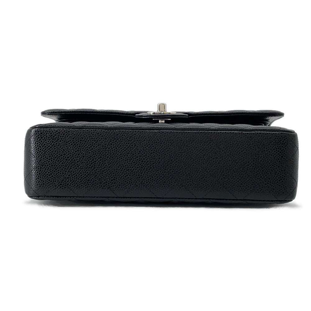 CHANEL Matelasse W Flap ChainShoulder Bag Black A01112 Caviar Leather Size 25
