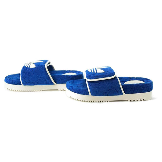 GUCCI Adidas Collaboration Platform Sandals Blue/White 702412 GGCotton Rubber Size 10