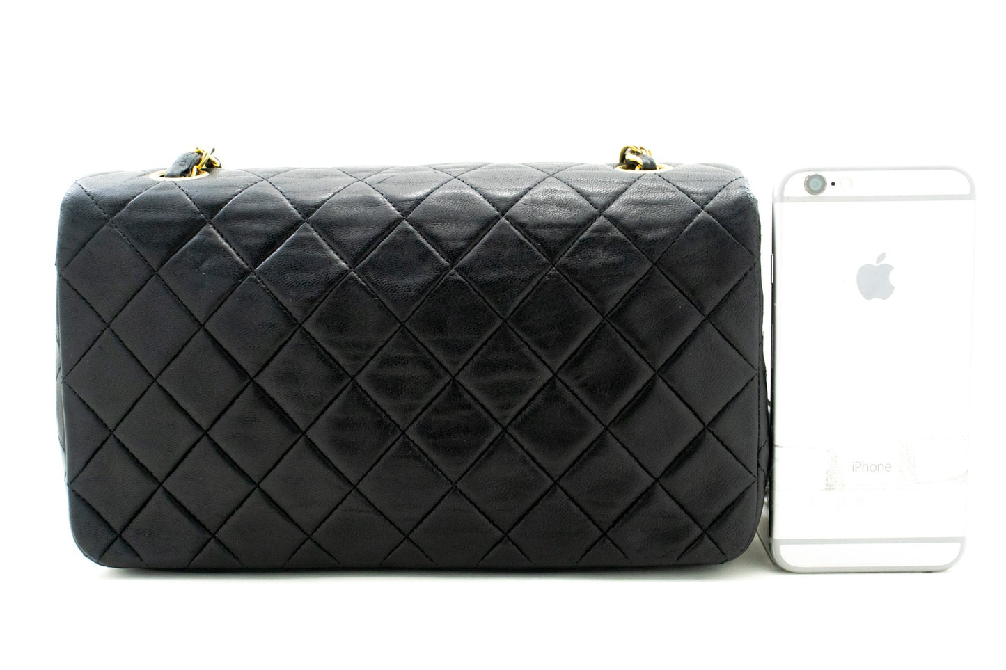 CHANEL Full Flap Chain Shoulder Bag Clutch Black Quilted Lambskin