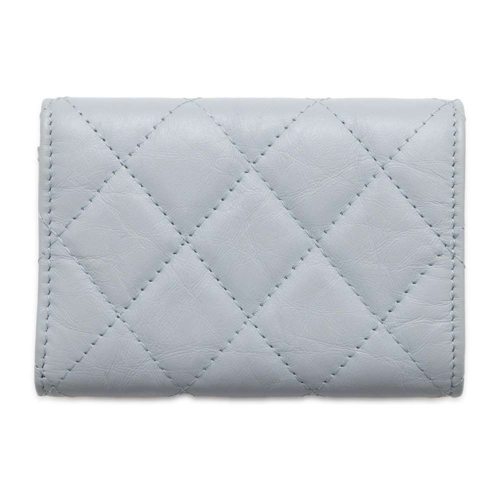 CHANEL 2.55 Tri-fold Compact Wallet Light Blue A70325 Lambskin