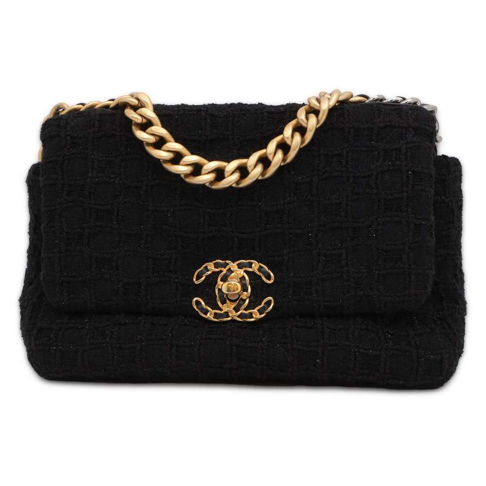 CHANEL 19 ChainShoulder Bag Black AS1160 Tweed