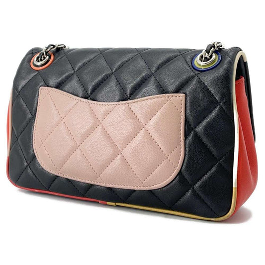 CHANEL Matelasse ChainShoulder Bag Black/Multicolor A93691 Lambskin Size 23