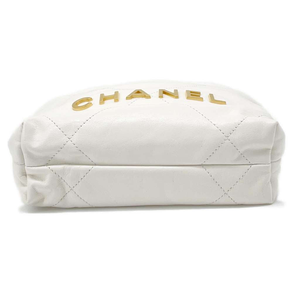 CHANEL CHANEL 22 Handbag White AS3980 Shiny Calf Leather Size Mini