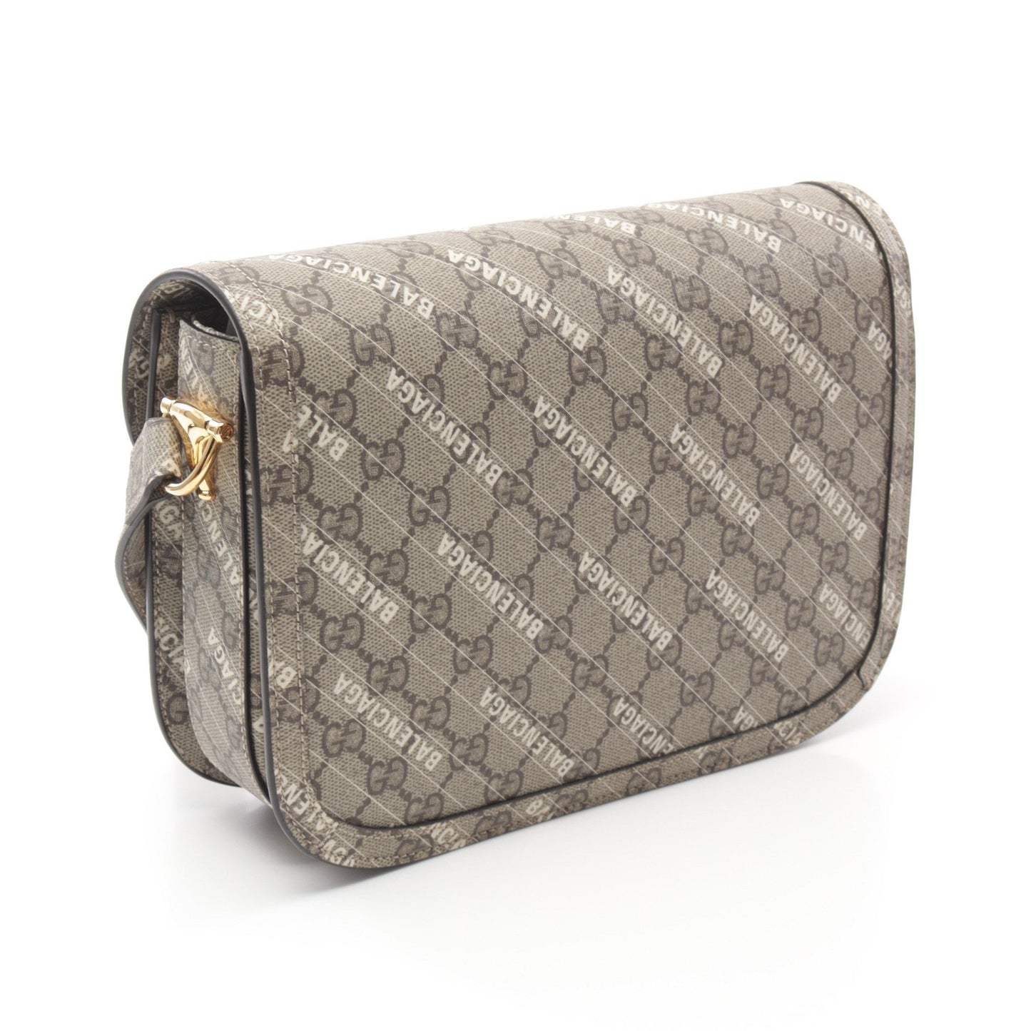 GUCCI GUCCI * Luxury Balenciaga  Horsebit 1955 Shoulder bag PVC Beige Dark brown White