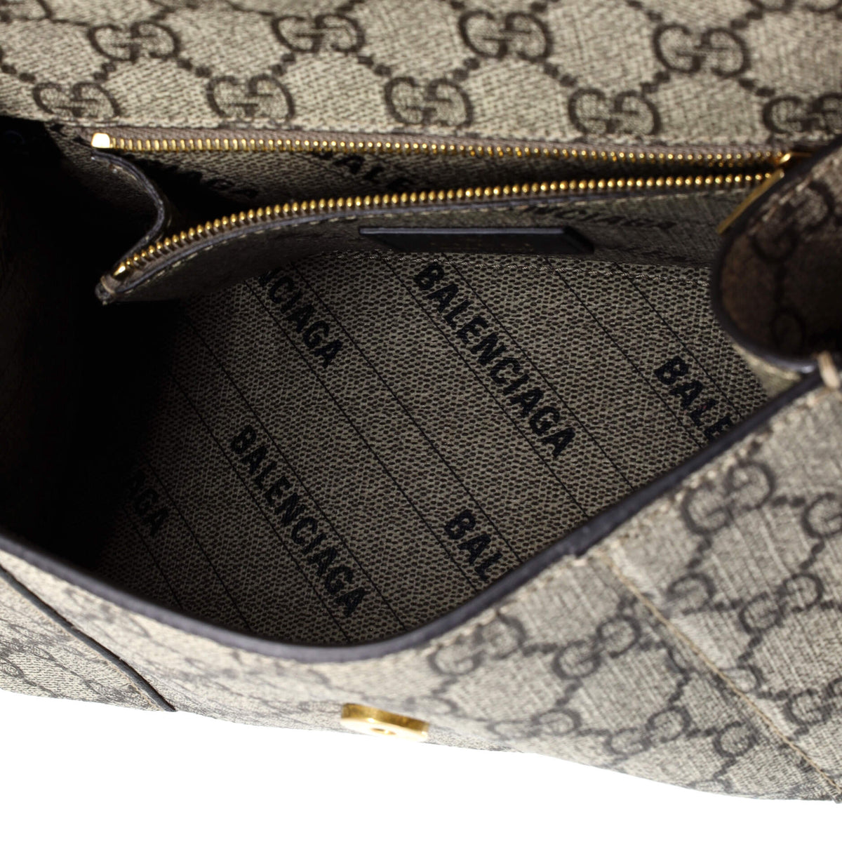 x Luxury Balenciaga  The Hacker Project Hourglass Top Handle Bag GG Coated Canvas Small