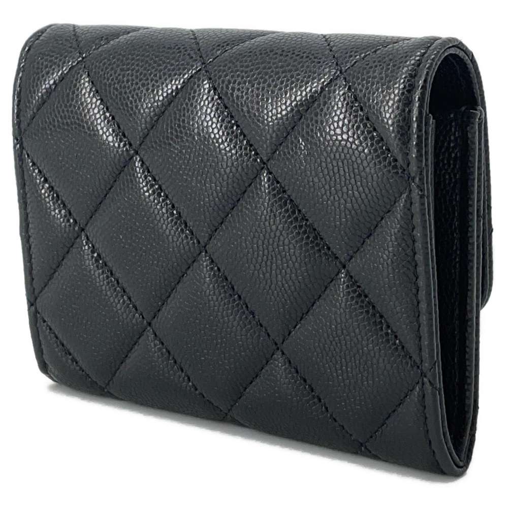 CHANEL Matelasse Chain wallet Black Caviar Leather