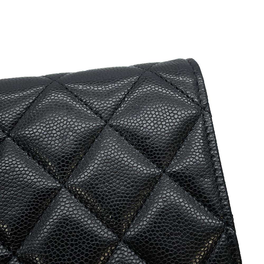 CHANEL Matelasse Chain wallet Black Caviar Leather